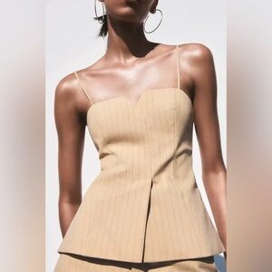 Zara Beige Striped Top